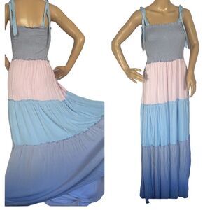 Multi-Color Block Ruffle Detail dress